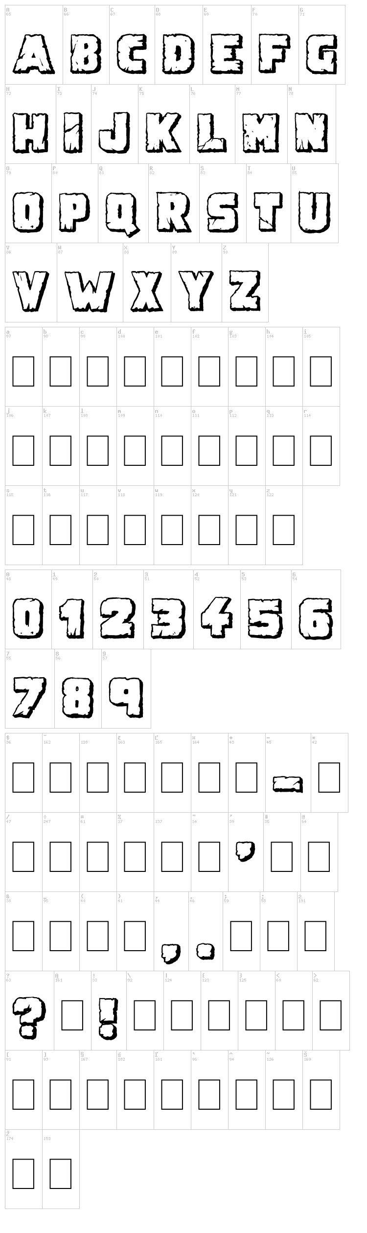 Demolition Crack font map